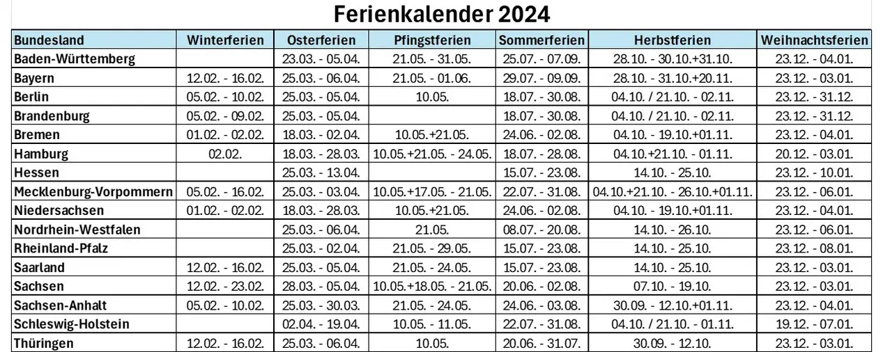 Ferienkalender 2024