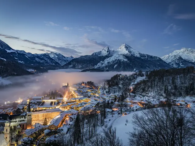 Ausblick auf Berchtesgaden im Winter